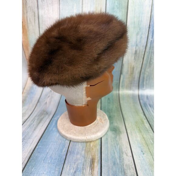 Vincent & Bill Vintage Mink Hat Beret Winter New York Brown Fur 1960 1970 - Picture 4 of 7